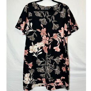 Nicole Miller Originals Linen Blend Short Sleeve Mini Dress Size L Tiger Lilies
